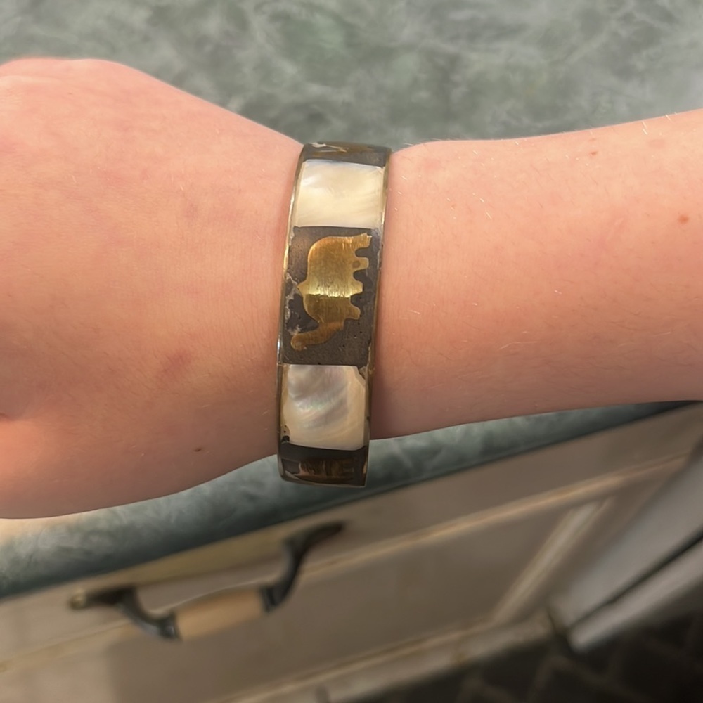 Brass elephant bracelet vintage